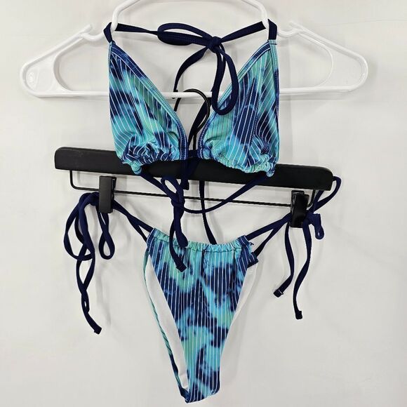 Swim suit bikini small blue tie dye vacation summer - Picture 1 of 2